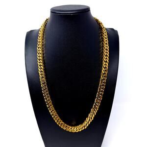 Gold Plated Stainless Steel Curb Cuban Link Chain Necklace Men 23.5" x 3/8"